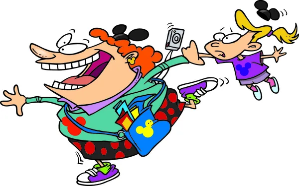 Cartoon Theme Park Visitors Stock Illustration