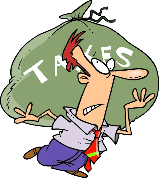 Cartoon Man Carrying Tax Burden — Stock Vector