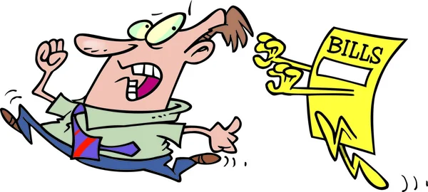 Cartoon Man Running from Bills Stock Vector
