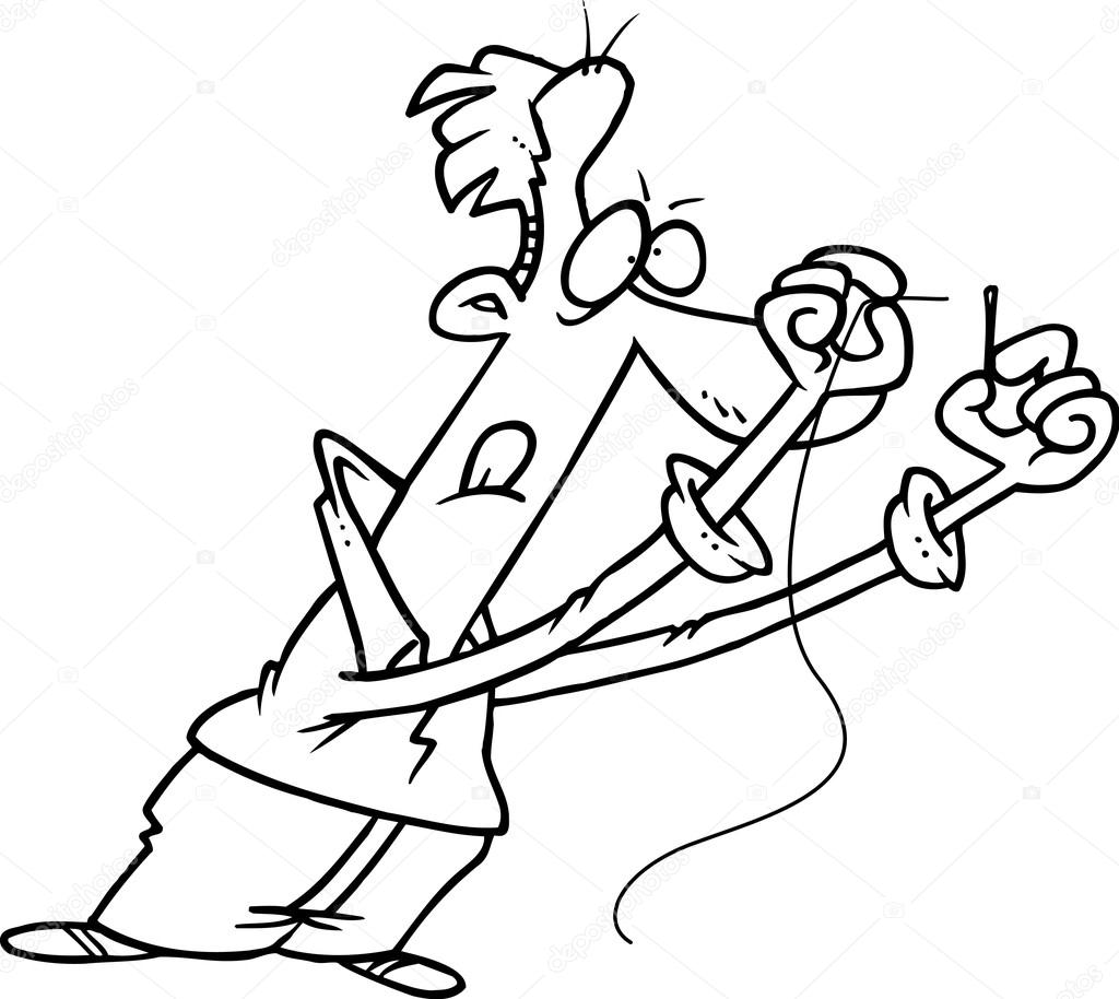 Cartoon Man Threading Needle Stock Vector by ©ronleishman 13940441