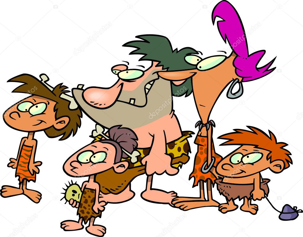 Cartoon Caveman Family