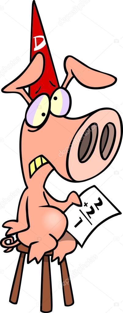 Cartoon Pig Dunce