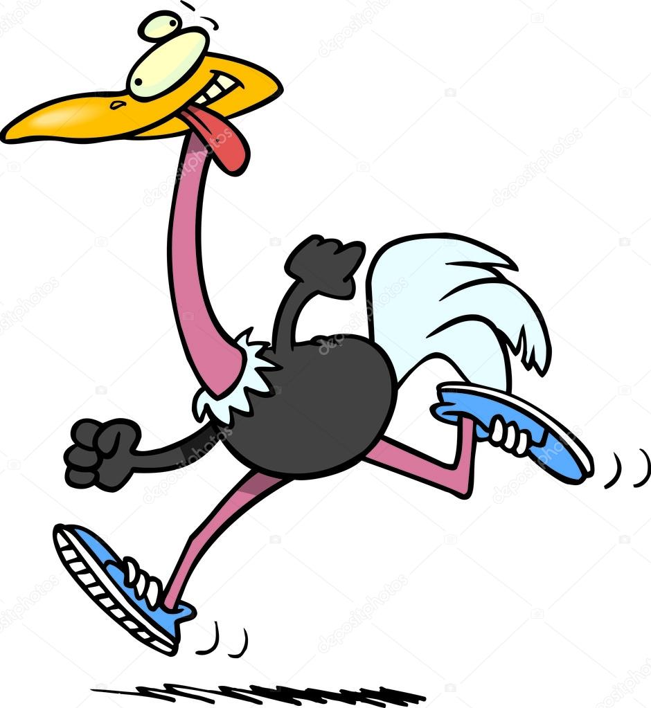 Cartoon Ostrich Jogging