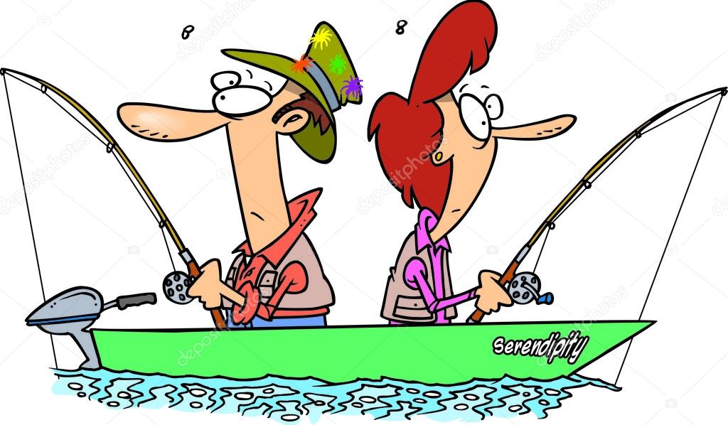 Download Couple fishing cartoon | Cartoon Couple Fishing — Stock ...