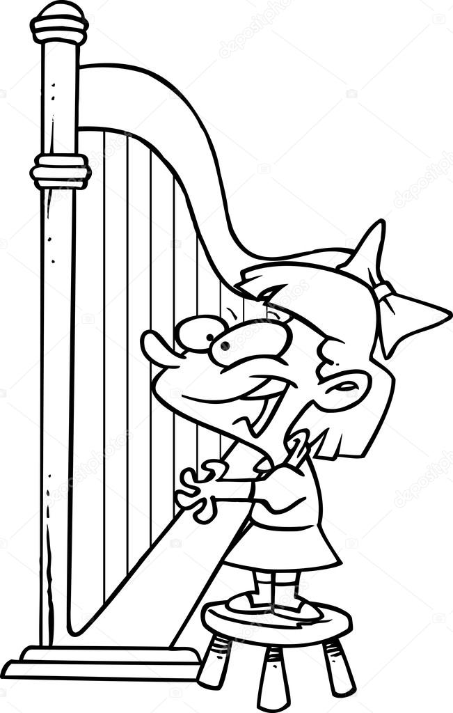 Cartoon Girl Playing the Harp — Stock Vector © ronleishman 13949021