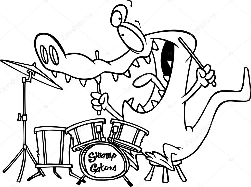 Cartoon Gator Drums