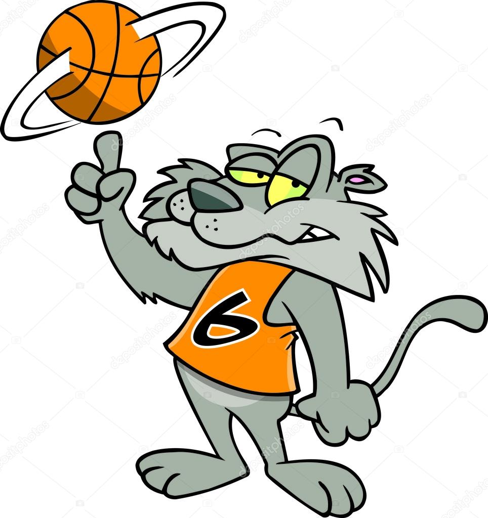 Cartoon Wildcat Basketball