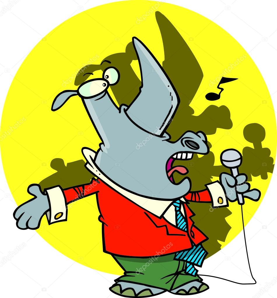 Cartoon Singing Rhino