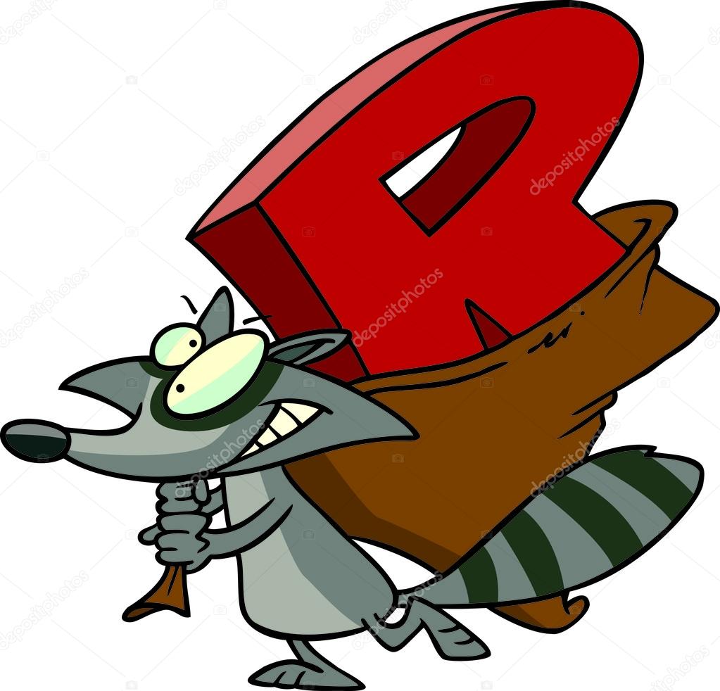 Cartoon Raccoon Alphabet Letter R