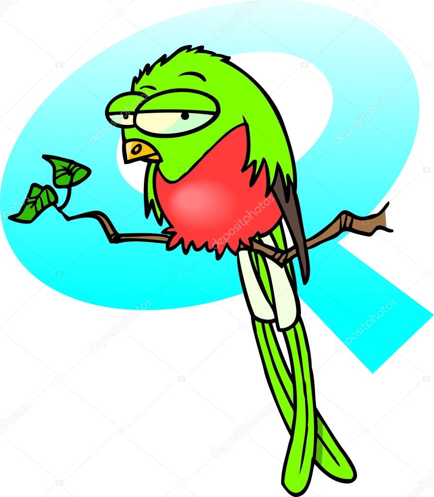 Cartoon Quetzal Alphabet Letter Q