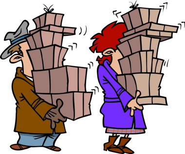 Cartoon Holiday Shoppers