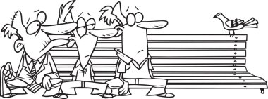 karikatür park bench çocuklar