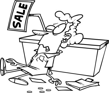 karikatür bitkin Satılık alışveriş