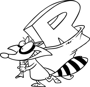 karikatür Rakun hırsız Alfabe harf r bir çuval içinde taşıma