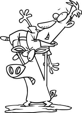 karikatür domuz çamur güreşçi