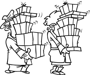 Cartoon Holiday Shoppers