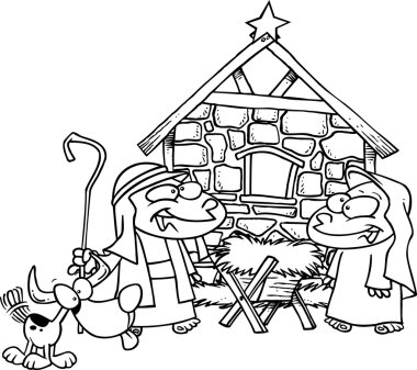 Cartoon Nativity Scene vector