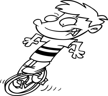 karikatür unicycle çocuk
