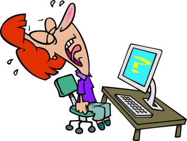 karikatür bilgisayar hayal kırıklığı