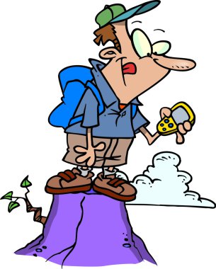 karikatür gps uzun yürüyüşe çıkan kimse