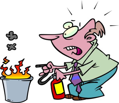 karikatür yangın söndürücü