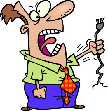 karikatür kızgın adam elektronik