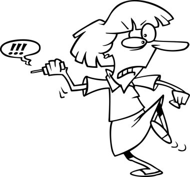 cep telefonu ile karikatür işkadını bıkmış