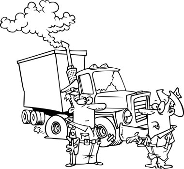 Cartoon Trucker Break Down clipart