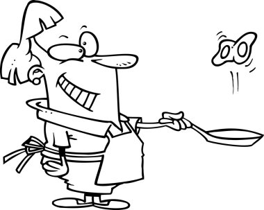 bir tavada yumurta saygısız karikatür kadın