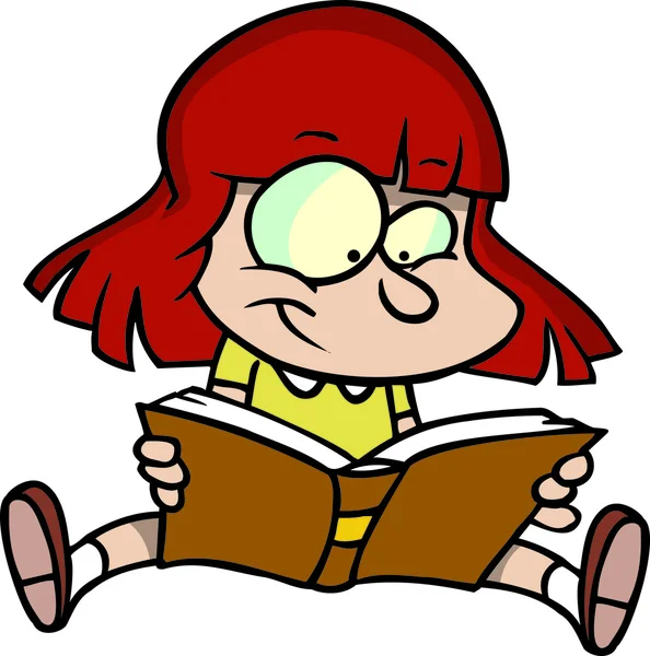 Karikatura dívka čtení — Stockový vektor
