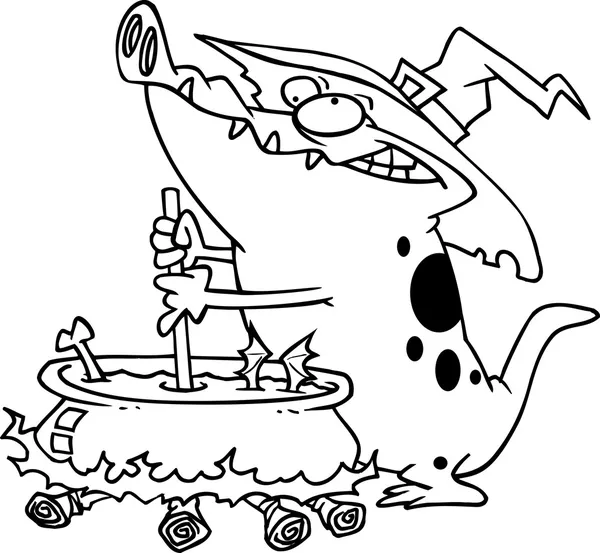 Cartoon Crocodile Cauldron — Stock Vector