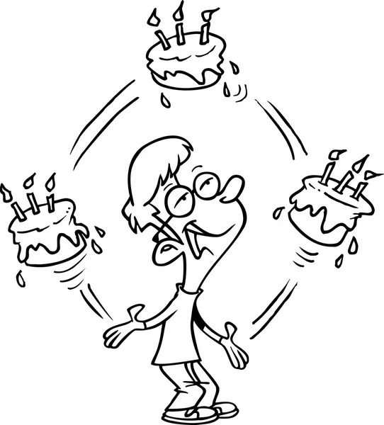 Cartoon Cake Juggler — Stock Vector