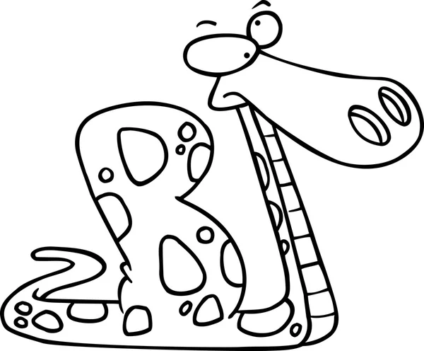 Cartoon Boa Constrictor Snake Alphabet Letter B — Stock Vector