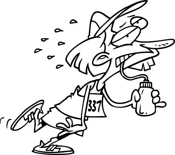 Cartoon Exhausted Marathon Runner - Stok Vektor