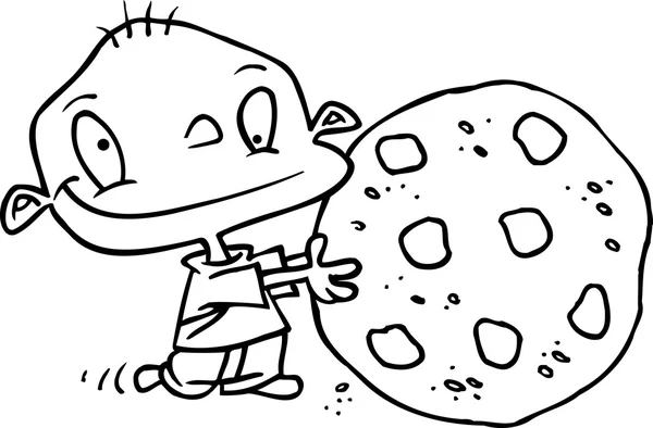 Cartoon Junge mit riesigem Keks — Stockvektor