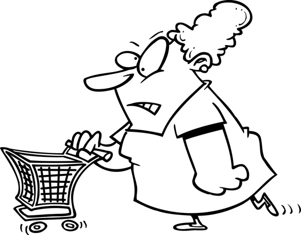 Desenhos animados Intense Shopper —  Vetores de Stock
