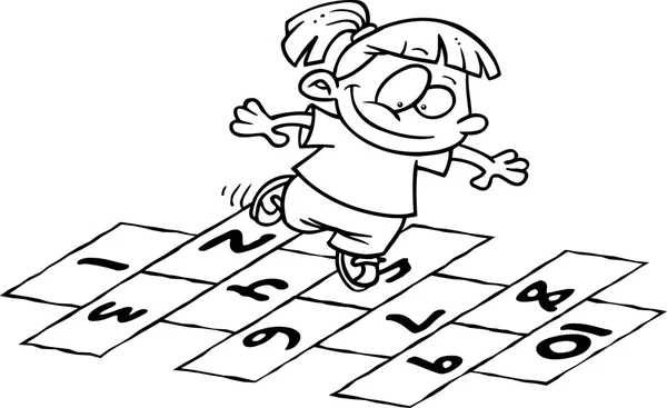 Dibujos animados Hopscotch Chica — Archivo Imágenes Vectoriales