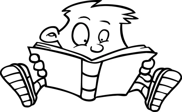 Caricatura Boy lectura — Archivo Imágenes Vectoriales