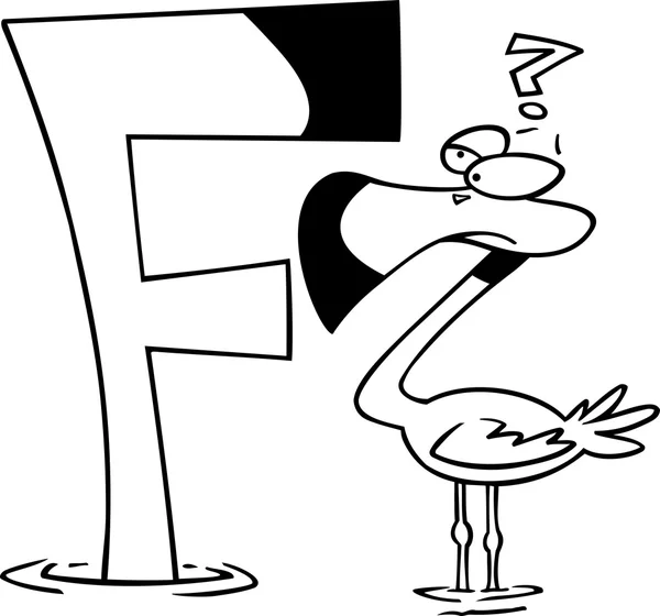 Γελοιογραφία φλαμίνγκο αλφάβητο το γράμμα φ — Διανυσματικό Αρχείο