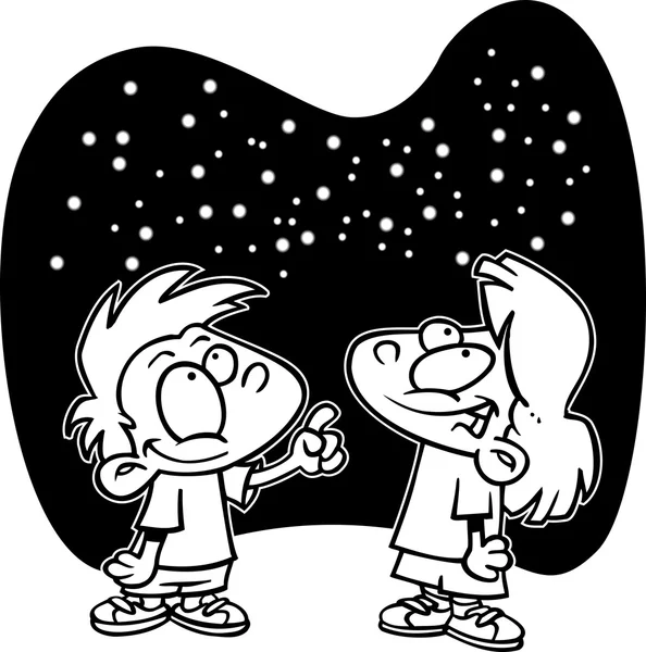 Desenhos animados Kid Stargazers — Vetor de Stock