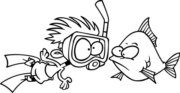 Cartoon Boy Plongée avec tuba — Image vectorielle