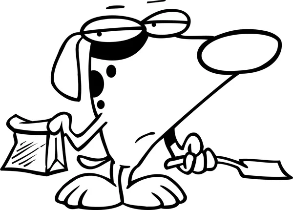 Γελοιογραφία σκυλί pooper scooper — Διανυσματικό Αρχείο
