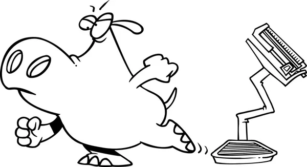 Escala de peso de hipopótamo de dibujos animados — Vector de stock