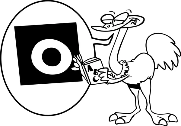 Cartoon struisvogel alfabet alfabet o — Stockvector