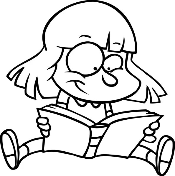 Desenhos animados leitura da menina —  Vetores de Stock