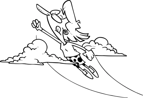 Kreslený podnikatelka létání — Stockový vektor