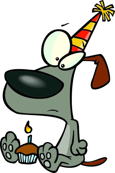 Compleanno del cane del fumetto — Vettoriale Stock