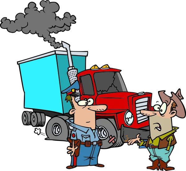 Karikatür kamyon şoförü yıkmak — Stok Vektör