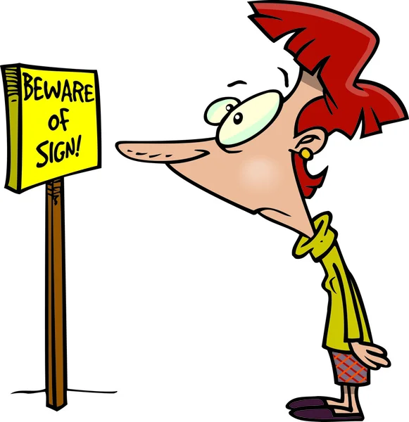 Cartoon Beware of Sign — Stock Vector