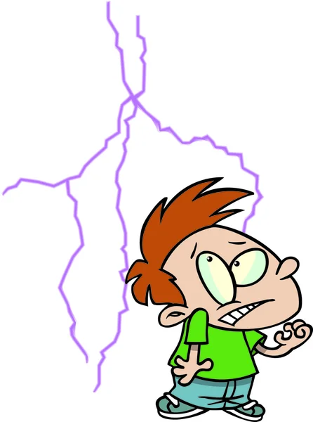 Cartoon pojken rädd för lightning — Stock vektor